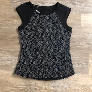 Women’s black floral blouse short sleeve sz xsmall